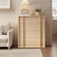 Table de chevet 4 tiroirs pour chambre à coucher, table de chevet moderne beige avec poignée verticale, armoire de rangement en bois pour le salon, le vestibule, le dortoir-130624025