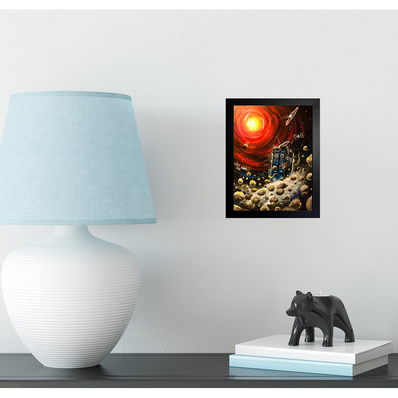 Sci-Fi Collision par Ed Capeau - peinture sur toile, H 12,5 po x l 10,5 po x P 1,25 po, Cadre noir, Pas de tapis