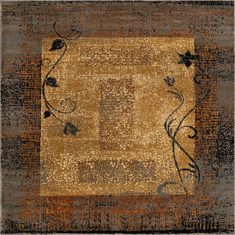 Tapis contemporain Arabica couleur espresso, Carré 7 pi