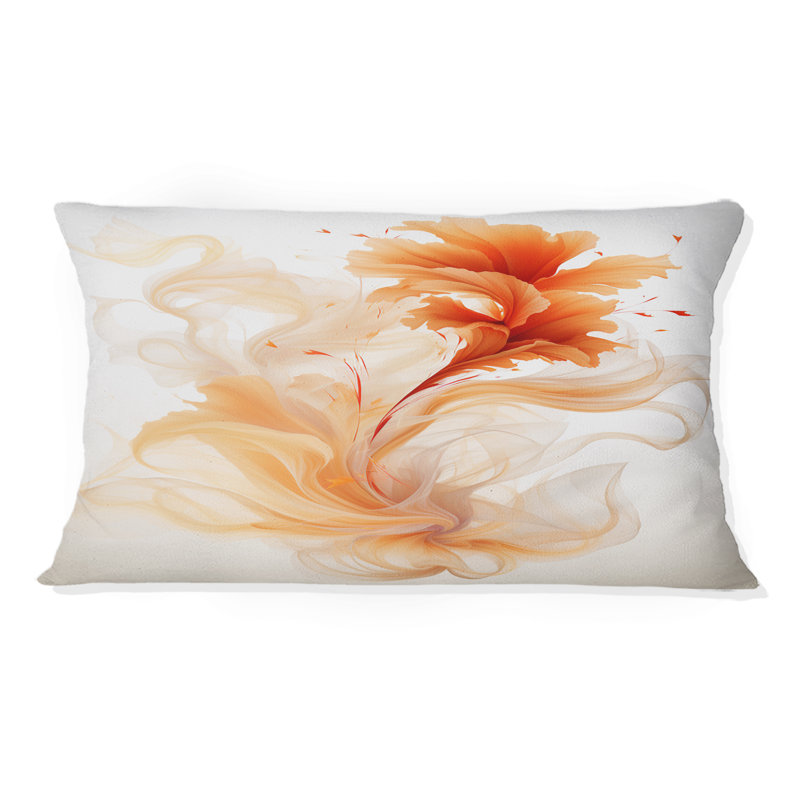 Coussin décoratif aquarelle à motif floral abstrait orange et aquarelle