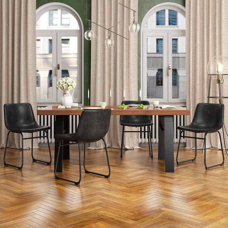 Evre Bar Stools Set of 2, PU Leather Counter Height Bar Stools,  Modern Barstools with Metal Legs and Footrest, Urban Armless Dining Chairs with Backrest for Kitchen Island