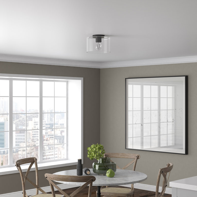 Henri Glass Flush Mount, Matte Black