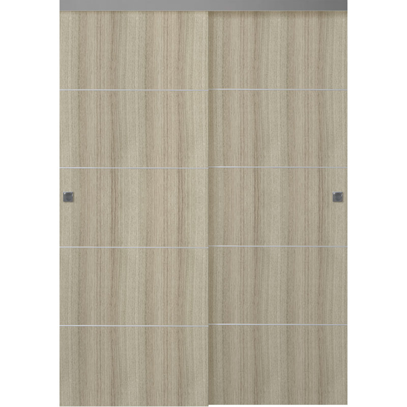 Portes coulissantes pré-finies à panneaux en bois manufacturé Optima 4H, 64 po x 80 po, Shambor