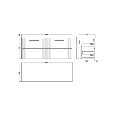 Deco 120.5 mm Single Double Bathroom Vanity Base