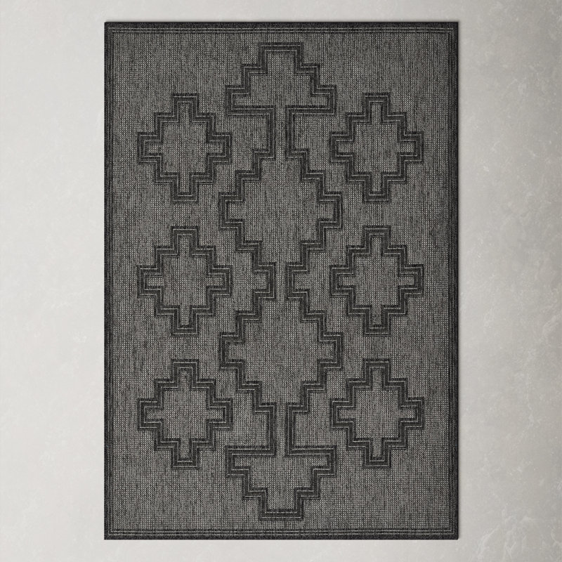 Ava Blue Rectangular Indoor/Outdoor Rug 6'6" x 9'