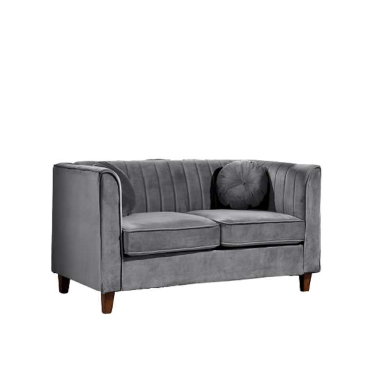 Gwendy 57'' Velvet Loveseat, Gray Velvet