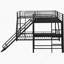 Lit superposé en L avec lit mezzanine, bureau intégré et glissade,