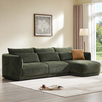 119'' Modular Curved Chenille Sofa With Chaise