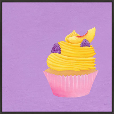 Peach And Blackberry Cupcake Print by Katy Montica