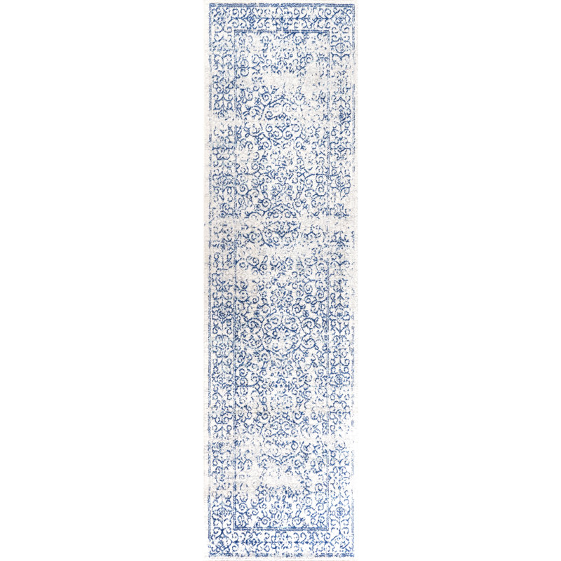 Misha Filigree Cream/Blue Rug, Runner 2'3" x 8'