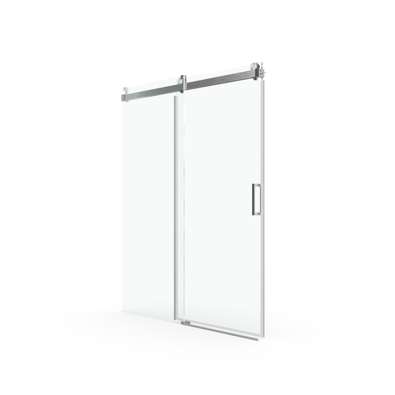 Porte de douche de 56 po à 60 po, verre trempé de 1/4 po pour porte en nickel brossé antidérapant de 76 po avec preuve de durabilité