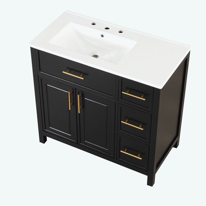 36" Bathroom Vanity with Sink Top, Black