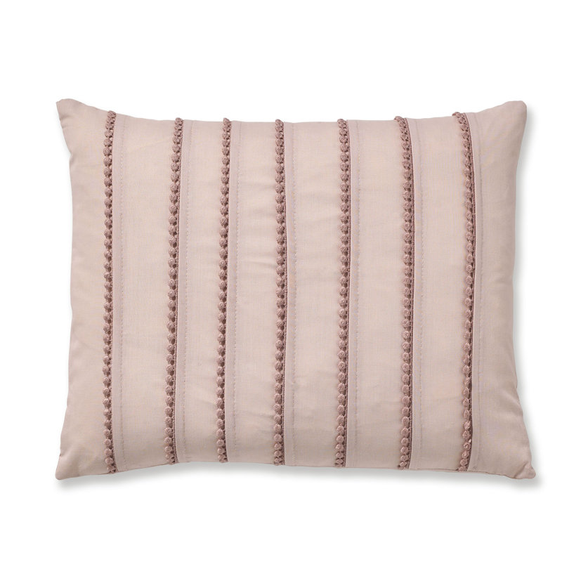 Pom Pom Striped Cushion with Filling, Blush