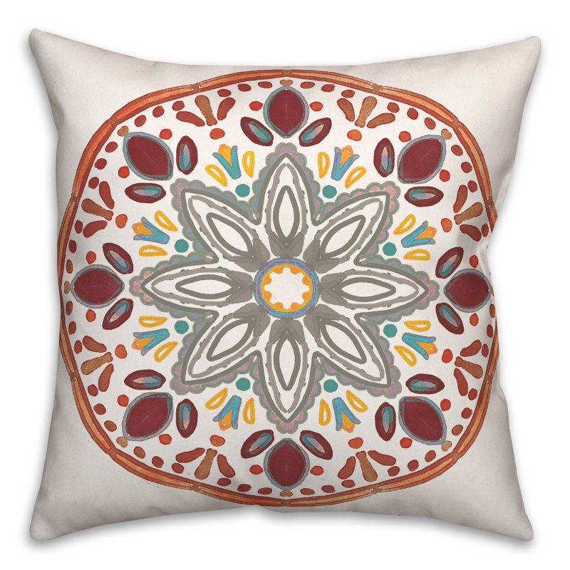 Outdoor Reversible Throw Pillow, Red, Floral 8