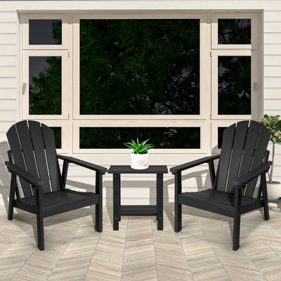Allissa Chair Set Of 2, Hdpe All Weather Allissa Chairs, Fire Pit Chairs, Patio Chairs, Lawn Chairs. Perfect For Porch, Patio, Poolside, Deck. (black)
