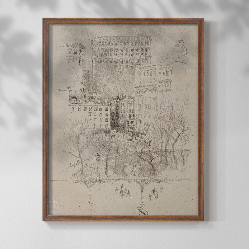 Croquis rétro Lxxxvii - impression encadrée, Noyer