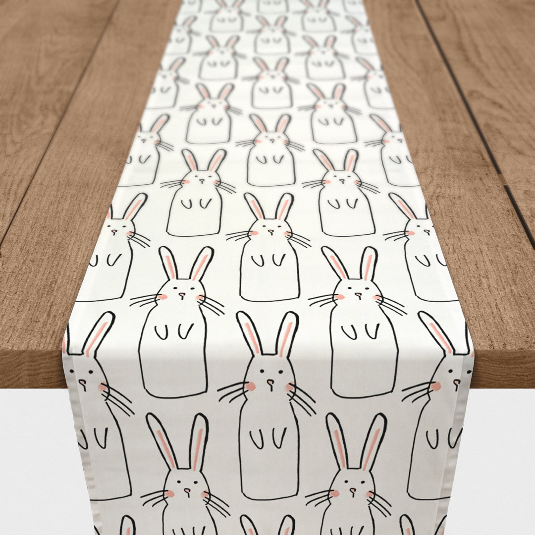 Gandara Cute Rabbit Cotton Table Runner Ivy Bronx