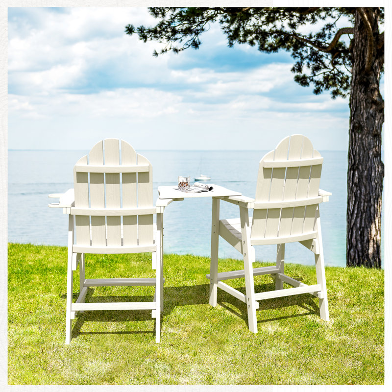 Chaise Adirondack en plastique avec table Dutta, Blanc