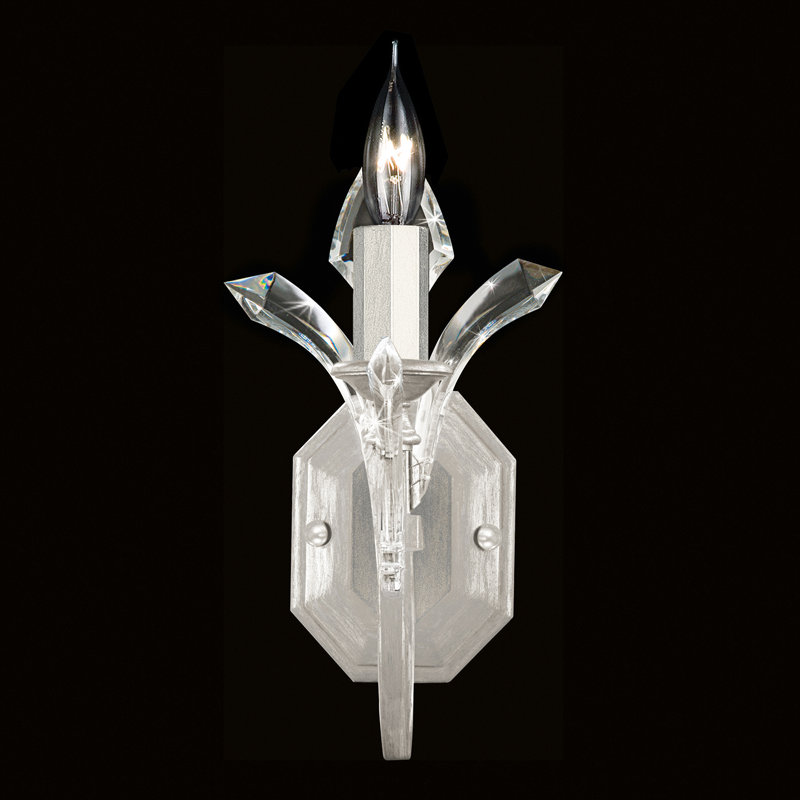 Beveled Arcs 1 - Light Candle Wall Light, Silver