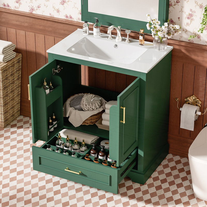 Meuble-lavabo 30 po avec lavabo, 30", Vert