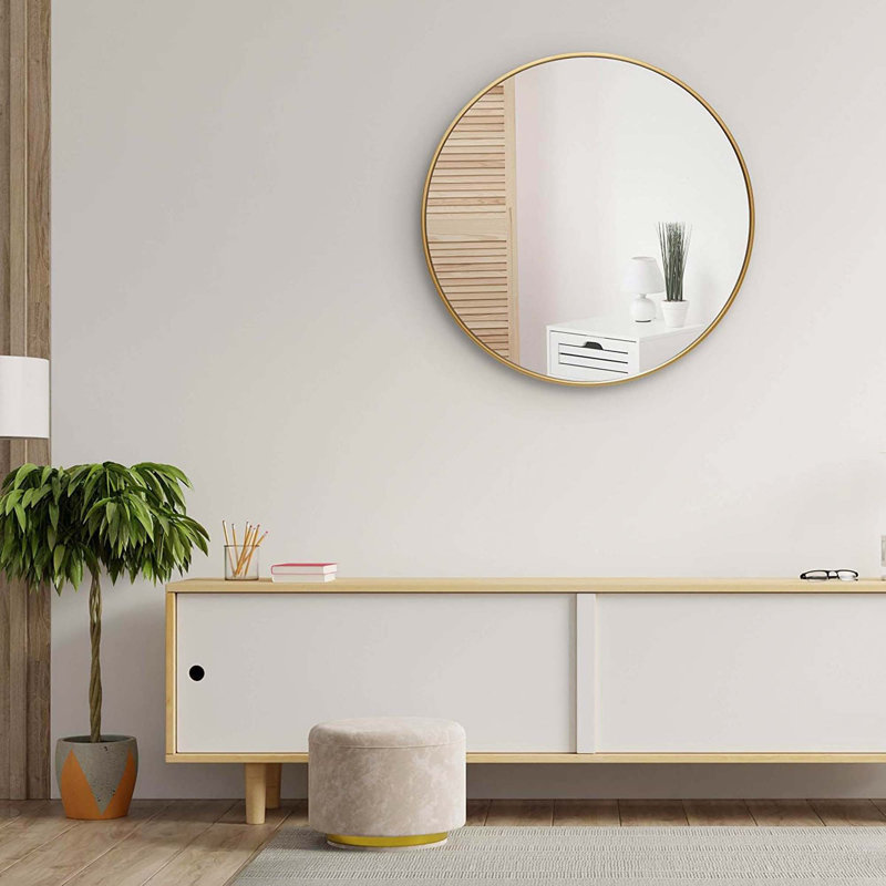 Miroir de salle de bain Deltufo, 32 po x 32 po, Or