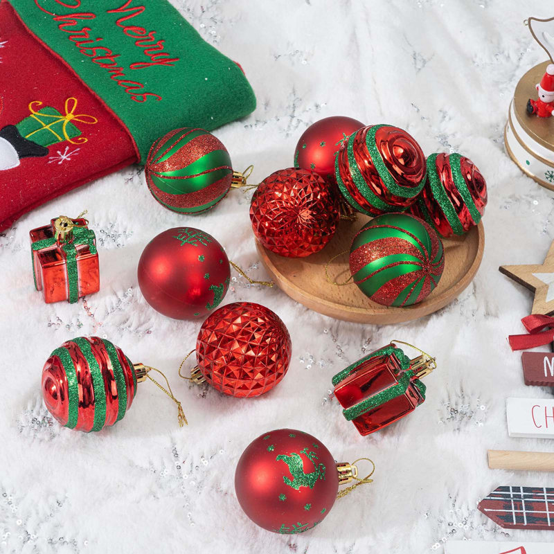Ensemble de boules de Noël 25 pièces de boules décoratives de Noël galvanisées, A