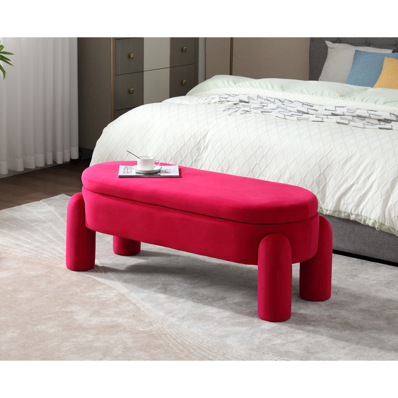 Akikazu Upholstered Storage Bench, Antique pink and pink