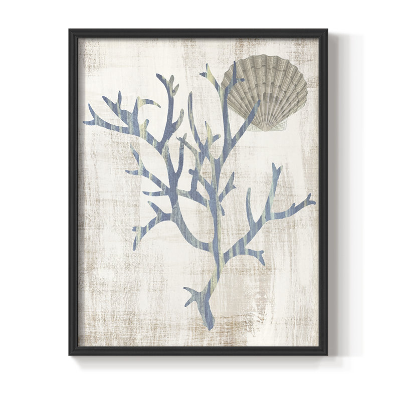 Reproduction encadrée de varech III - bois massif, Black, H 30 po x l 24 po