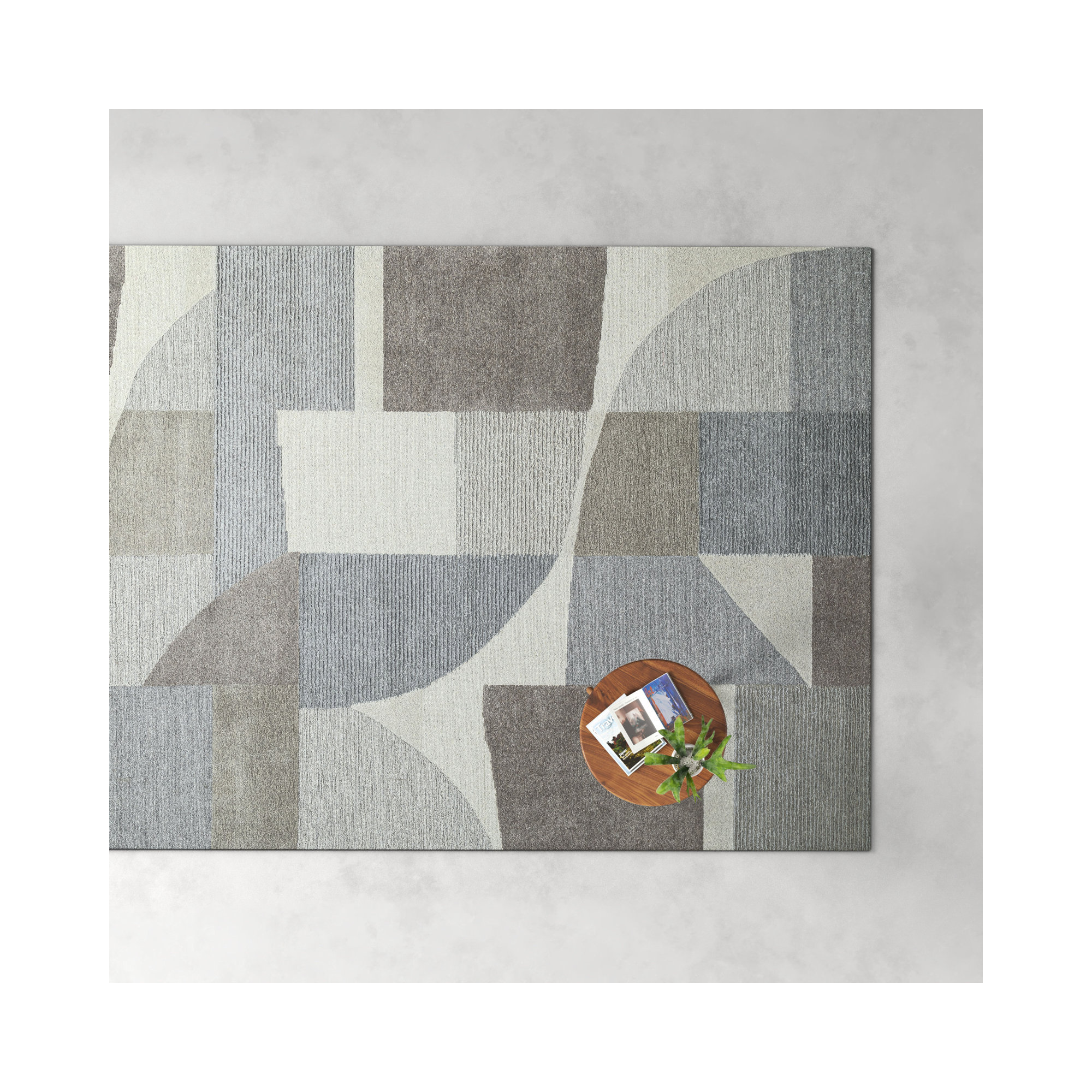Linn Handmade Gray/Blue/Beige Rug, Rectangle 7'6" x 9'6"
