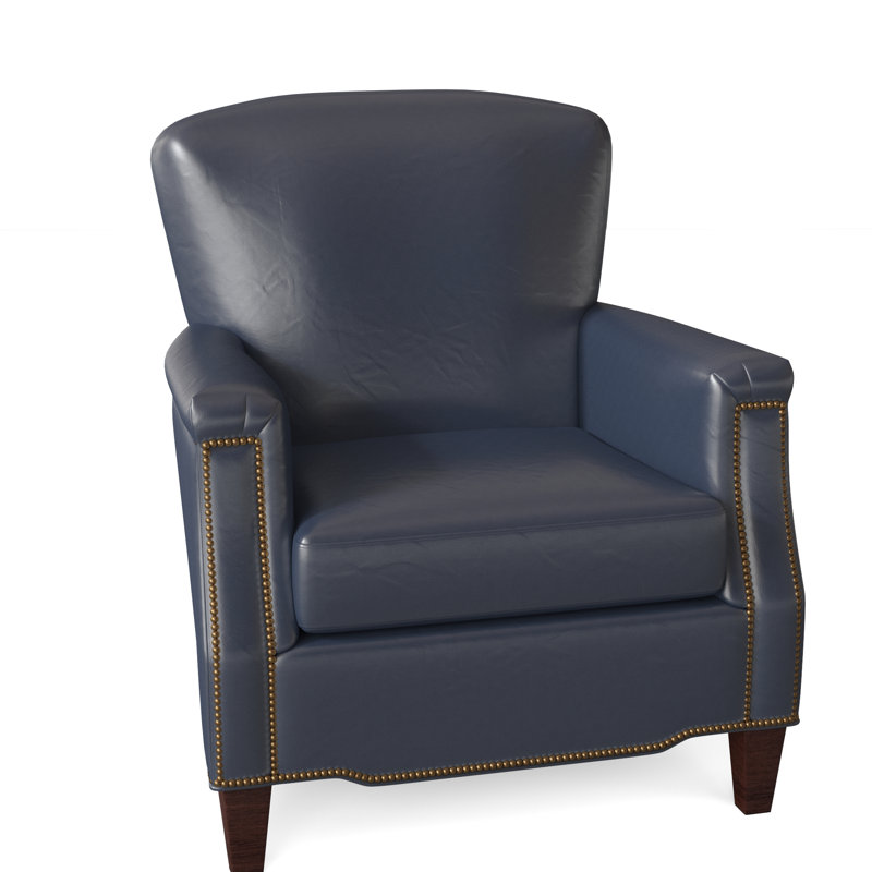 Vincent Upholstered Armchair, Mahogany, French Natural, Empyrean Tweed Genuine Leather
