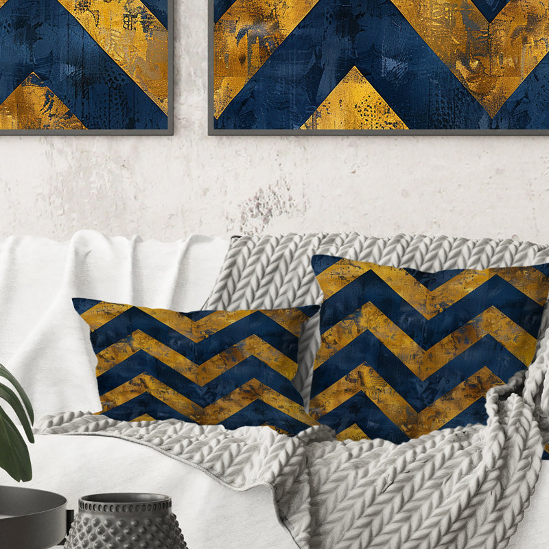 Coussin Blue Majestic Chevron III - Traditional, H 18 po x l 18 po
