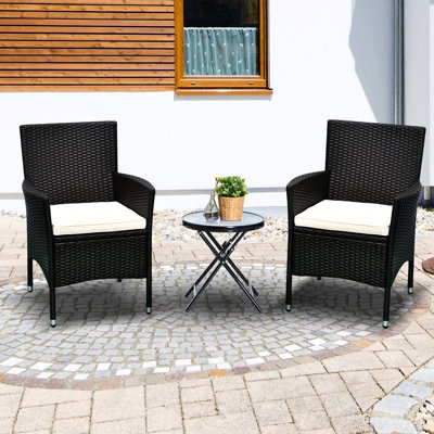 Chaises de 2, avec coussins et patins, pour le jardin, la pelouse, le patio, le café foncé, l'assurance qualité