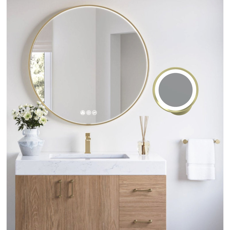 Miroir grossissant lumineux Camrynne, Laiton brossé