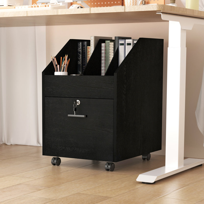 15.75'' Wide 1 -Drawer Mobile File Cabinet, Black