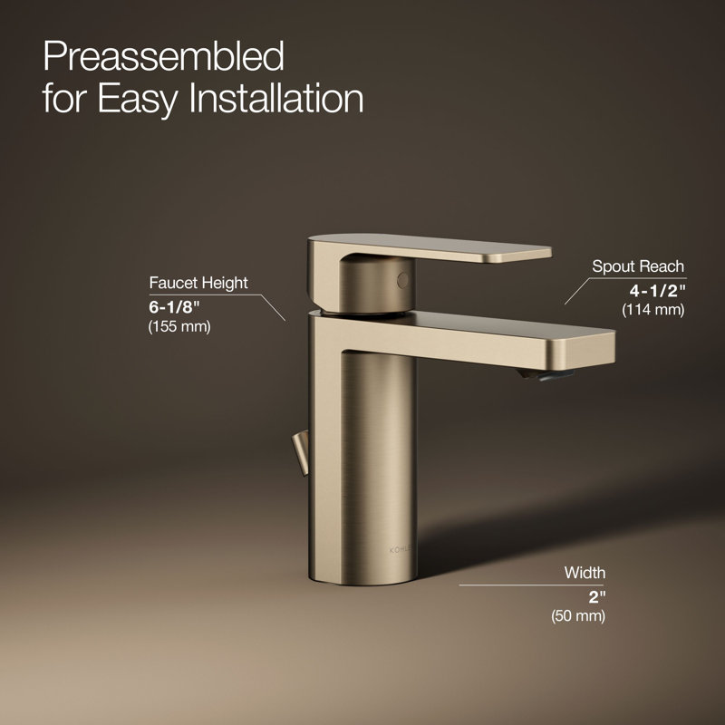 Parallel Single Hole Bathroom Faucet with Drain Assembly, Vibrant Brushed Bronze