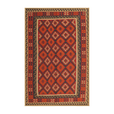 Tapis de zone rouge/brun contemporain