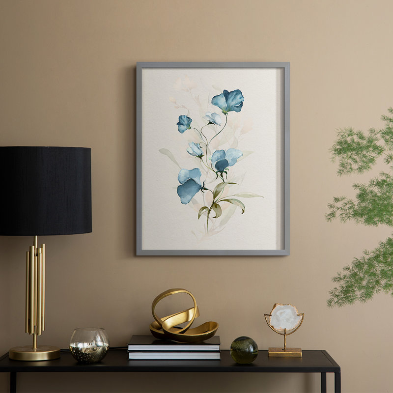 Sweet Pea I, reproduction encadrée - bois massif, H 30 po x l 24 po, Gris