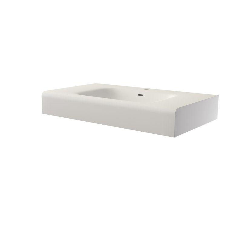 Meuble-lavabo de salle de bain en résine solide à surface solide - Finition blanc mat, 56,53 lb, 38,68 po de profondeur, 22,11 largeur, 6,94 de hauteur, s'adaptant à tout espace, grattoir, installation facile, silhouette élégante,