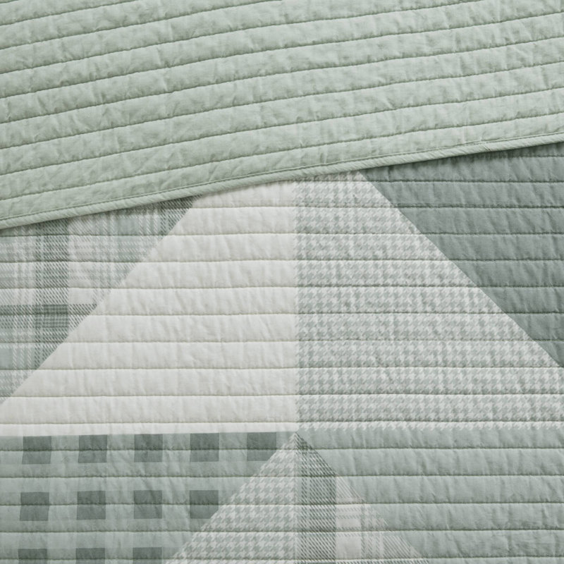 Ensemble de couvre-lit très grand et très grand 3 pièces 100% coton vert Woolrich Olsen, Très grand / Très grand californien