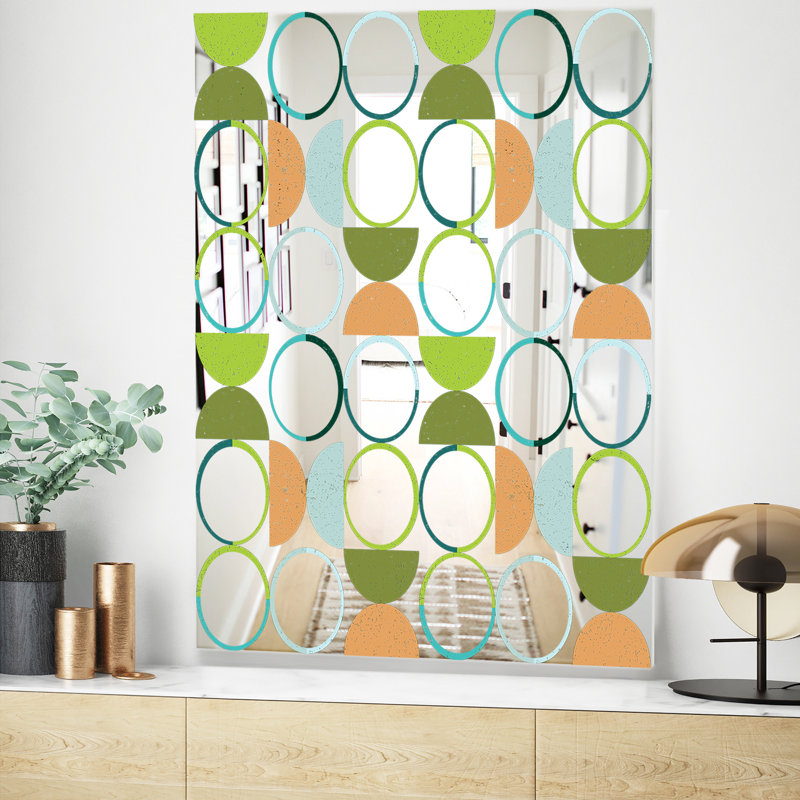 Miroir d'appoint circulaire et moderne, H 39,4 po x l 29,5 po, Bleu / Brun