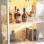 Vitrine avec portes en verre, armoire de rangement à 4 niveaux avec lumière DEL-931574234