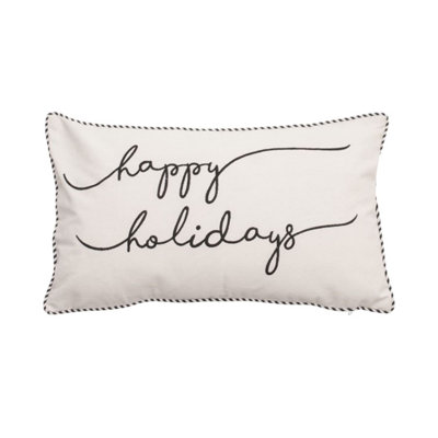 Coussin brodé Christmas Happy Holiday