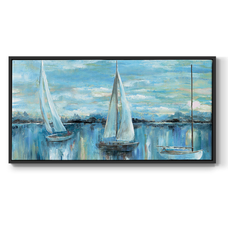 «Evening on the Bay», toile tendue avec châssis, prête à être accrochée, Noir, H 17 po x l 33 po