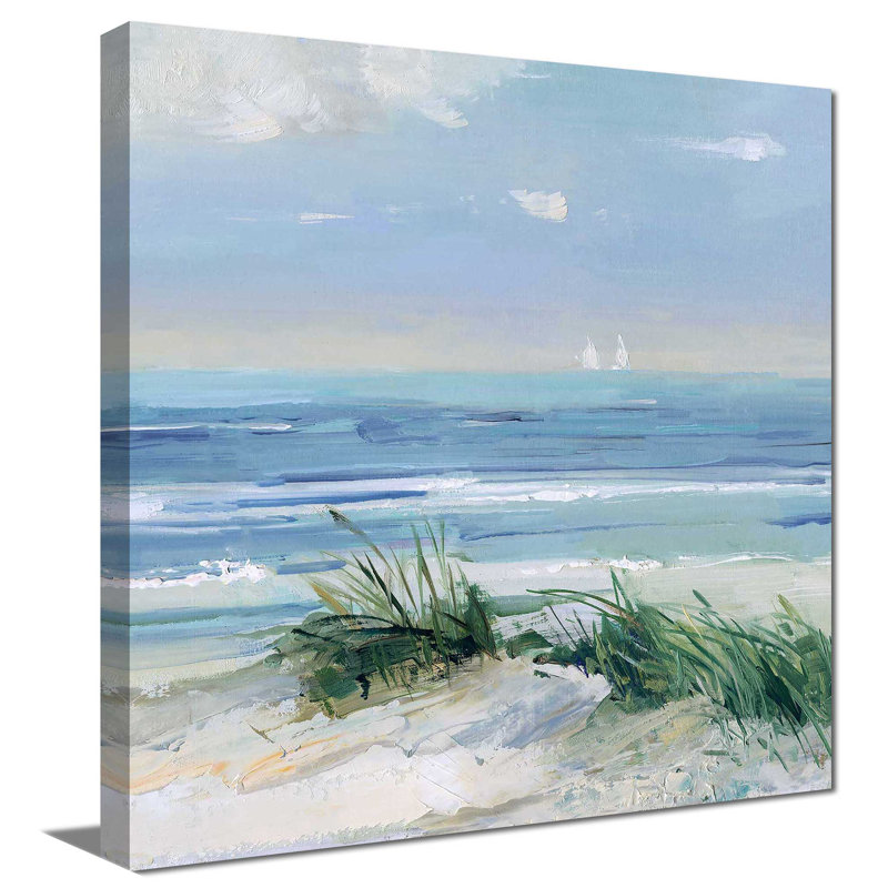 «Coastal Breezes» par Sally Swatland - peinture sur toile tendue, L 18 po x H 18 po, Toile tendue