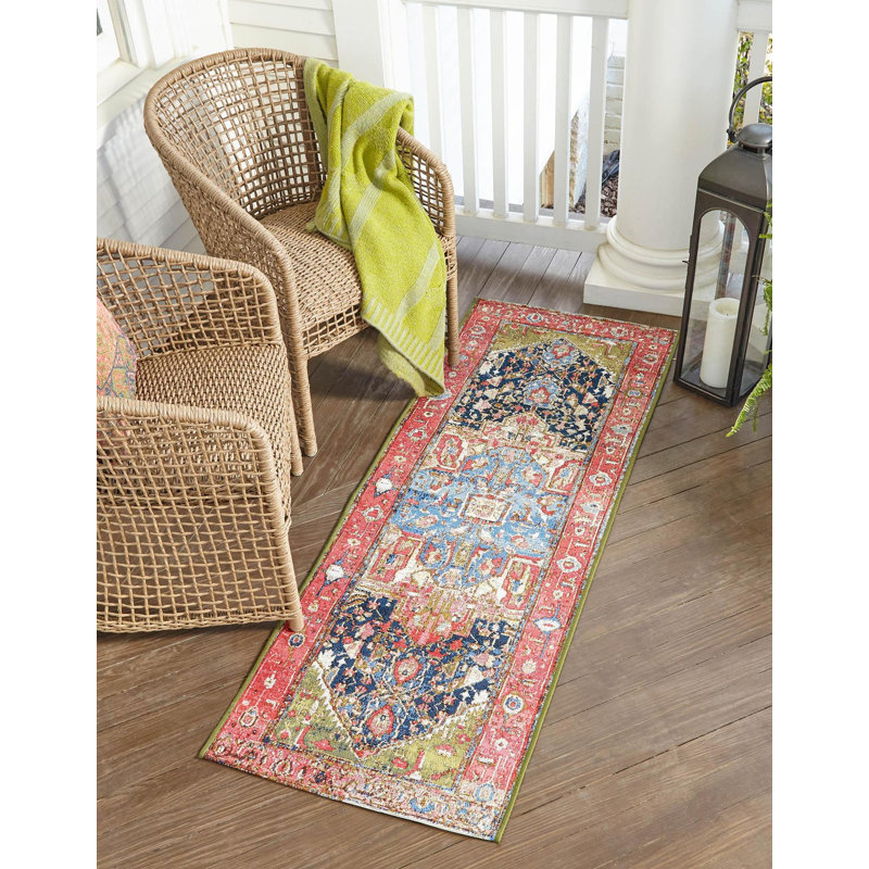 Tapis traditionnel d'intérieur / extérieur Multi Limon, Tapis de couloir 2 pi 7 po x 5 pi 3 po