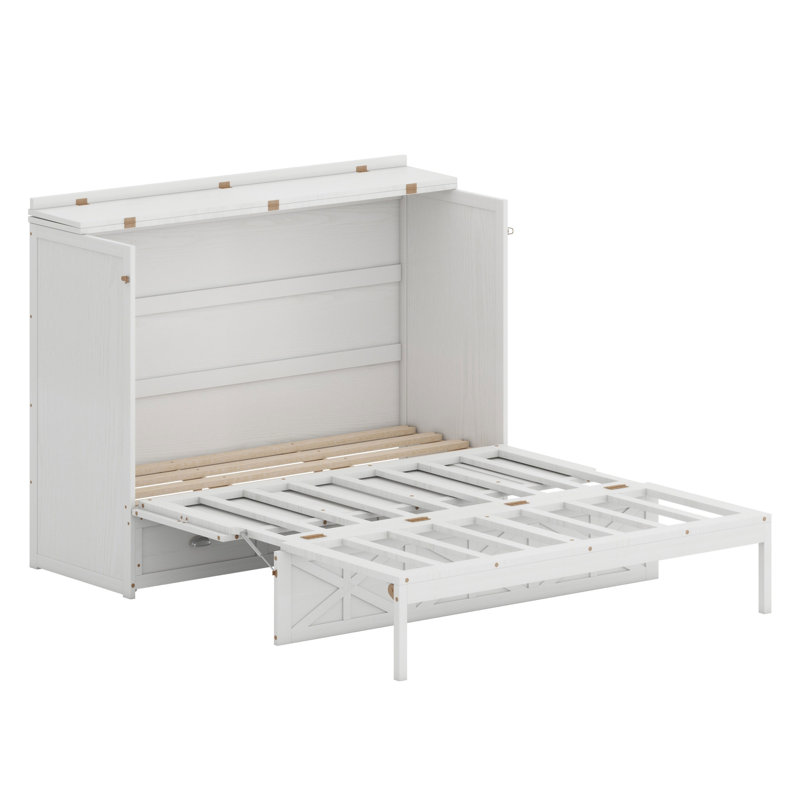 Murphy Bed With Large Drawers, Brushed White