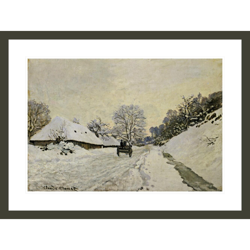 Le chariot ou la route sous la neige à Honfleur par Claude Monet, impression giclée encadrée, H 22,18 po x l 29,5 po
