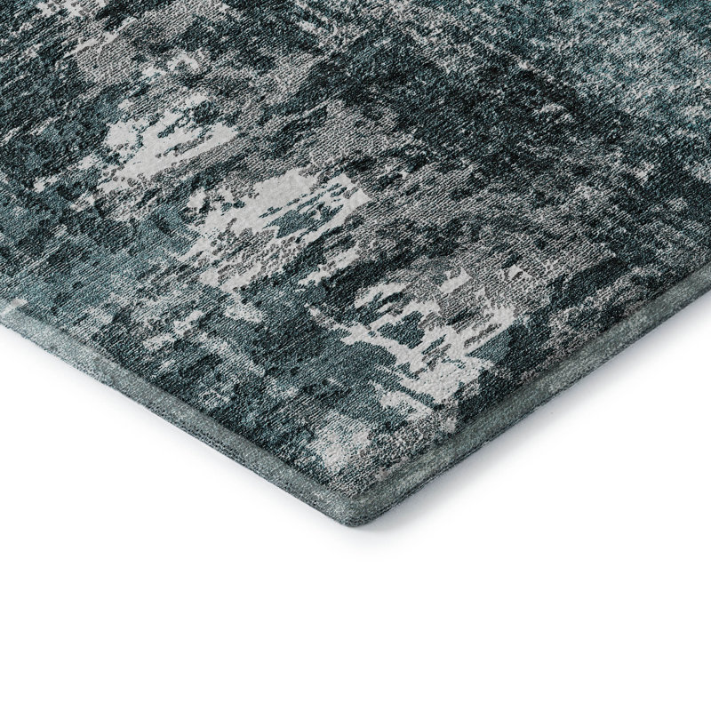 Premium Machine Washable Prisco Teal Rug, Rectangle 8' x 10'