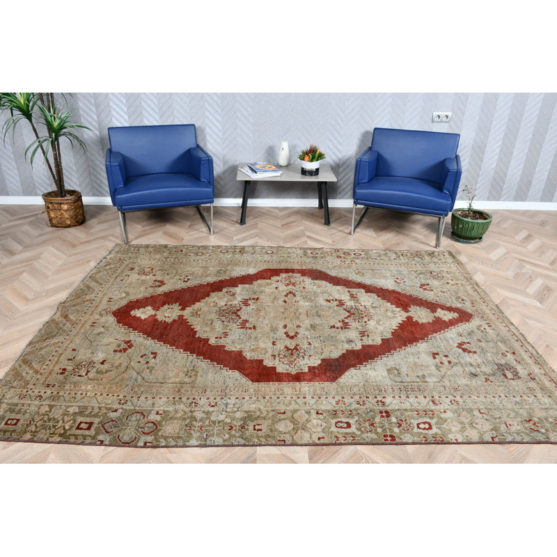 Grand tapis turc en laine fait à la main avec un décor bohémien pour votre salon offrant un style antique