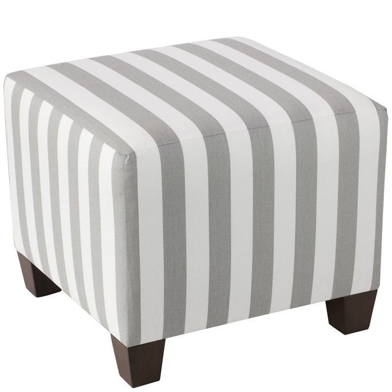 Fernando Upholstered Ottoman, Canopy Stripe Grey White